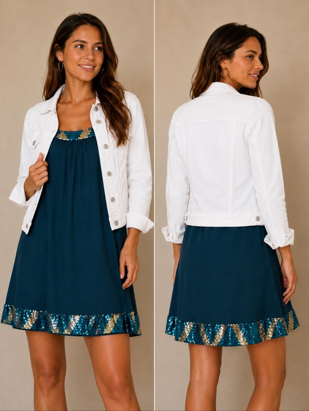 Express Teal Sequin Trim Modal Dress Size Medium